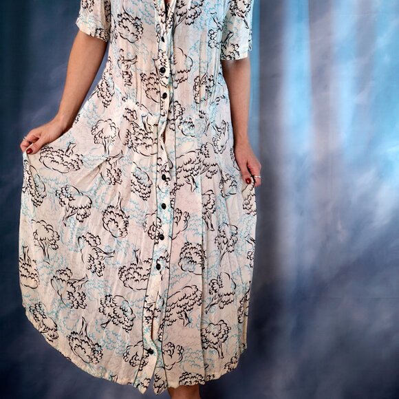 Vintage 1940's Silky Rayon Dress by Nelly Don - Picture 3 of 10